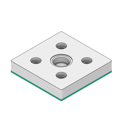 32-909012G-1SS MODULAR SOLUTIONS PNEUMATIC PLATE 90MM X 90MM WITH GASKET 1/2" G THREADED CENTER THRU HOLE